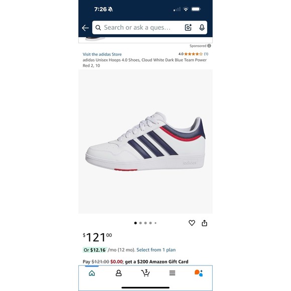 adidas HOOPS 4.0 Mid White Royal Blue/Red Men\'s 11.5